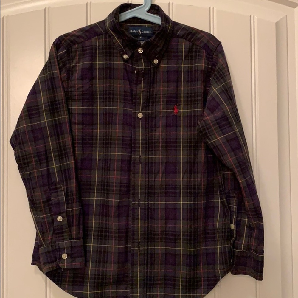 EUC boys long sleeve polo button down